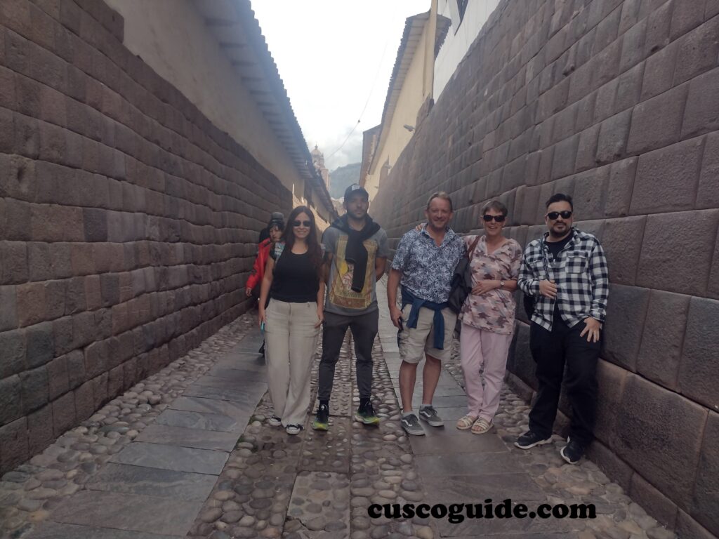 Loreto Street, also known as Sun Street in Cusco, featuring Inca stone walls that form one side of the Acllawasi, the House of the Chosen Women.